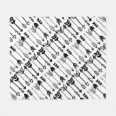 Hipster Schwarz-Weiß-Muster Fleecedecke (Vorderseite (Horizontal))