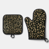 Hipster-Schwarzgoldleopharz Ofenhandschuh & Topflappen-Set (Vorderseite)