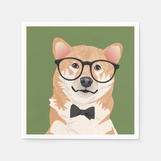 Hipster Shiba Inu Paper Napkin Party Serviette (Vorderseite)