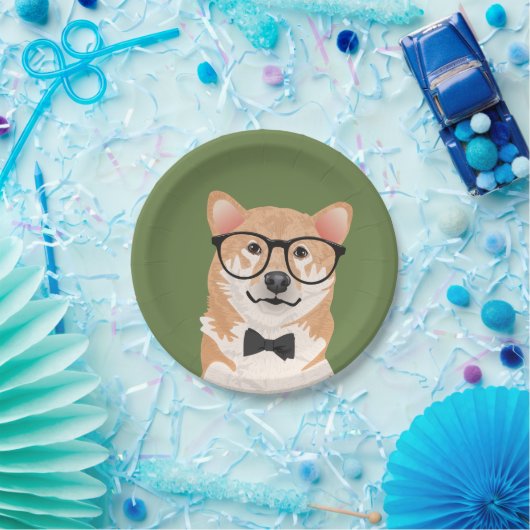 Hipster Shiba Inu Papierplatten-Party Pappteller (Party)
