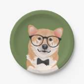 Hipster Shiba Inu Papierplatten-Party Pappteller (Vorderseite)