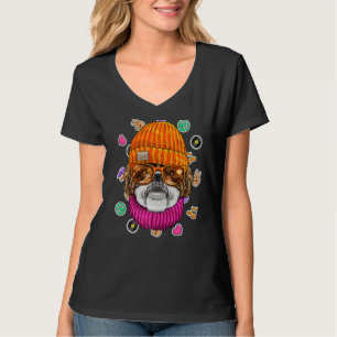 Hipster Shih Tzu Geek Nerd Glasses Dog Liebe Fried T-Shirt