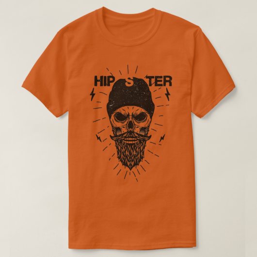 Hipster Skull Beanie und Bart T-Shirt (Design vorne)