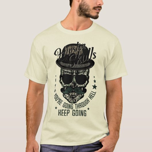 Hipster Skull Todeskopf Krane Pirat Zitat M T-Shirt (Vorderseite)