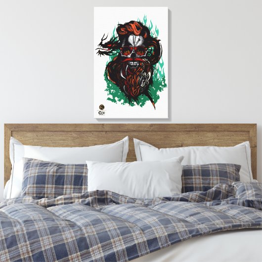 Hipster Skulls-Tribal-Drachen Leinwanddruck (Insitu (Schlafzimmer))