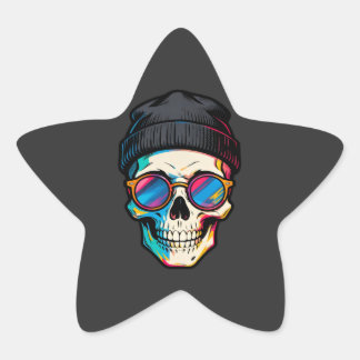 Hipster Skully Stern-Aufkleber