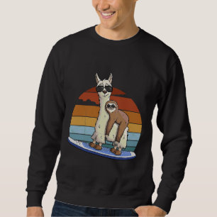 Hipster Sloth auf Llama Standup Paddel Sweatshirt