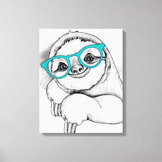 Hipster Sloth Leinwanddruck (Vorderseite)
