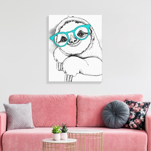 Hipster Sloth Leinwanddruck (Insitu (Wohnzimmer))