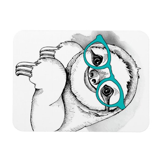 Hipster Sloth Magnet (Horizontal)
