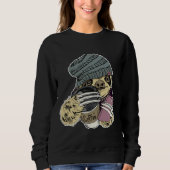 Hipster Sloth mit Beanie-Hat-Kaffee Sweatshirt (Vorderseite)