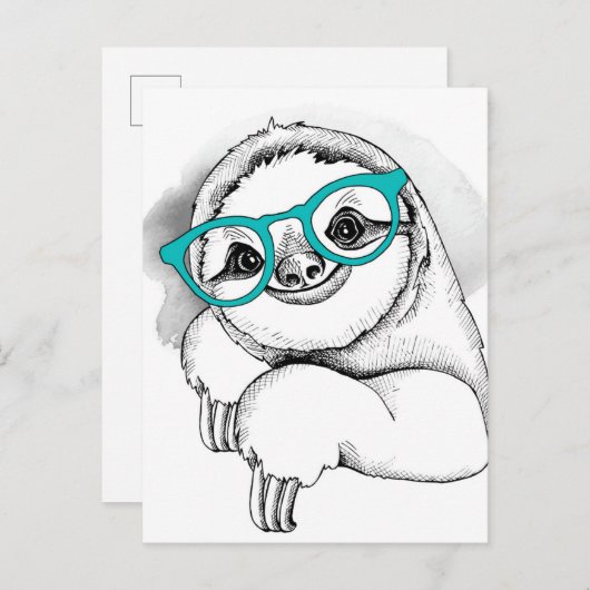 Hipster Sloth Postkarte (Vorne/Hinten)