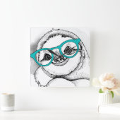 Hipster Sloth Quadratische Wanduhr (Zuhause)