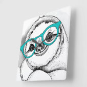 Hipster Sloth Quadratische Wanduhr (Winkel)