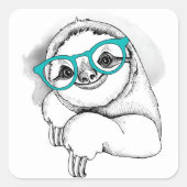 Hipster Sloth Quadratischer Aufkleber (Vorderseite)
