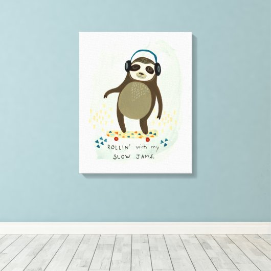 Hipster Sloth | Rollin' mit meinen langsamen Marme Leinwanddruck (Insitu (Holzboden))
