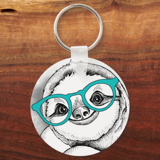 Hipster Sloth Schlüsselanhänger (Vorderseite)