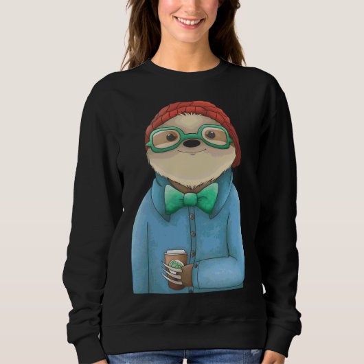 Hipster Sloth Sweatshirt (Vorderseite)