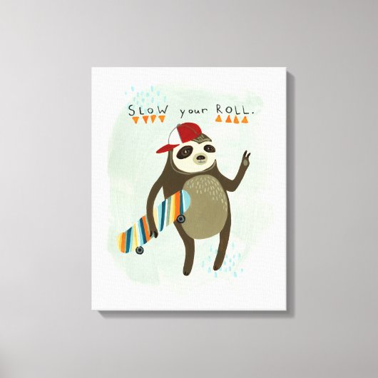 Hipster Sloth | Warten Sie Ihre Rolle Leinwanddruck (Vorderseite)
