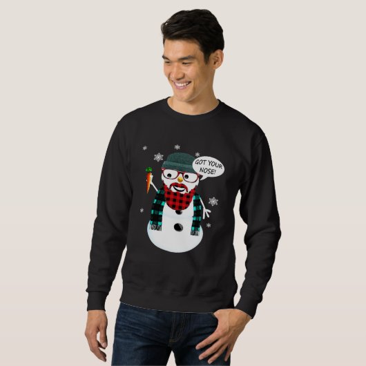 Hipster Snowman Got Ihre Nase Sweatshirt (Vorne ganz)