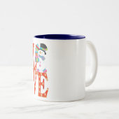 Hipster Snowman präsentiert Liebe fröhliche Weihna Zweifarbige Tasse (VorderseiteRechts)