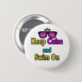 Hipster Sonnenbrille Behalte Ruhe und Schwimmen Button (Vorne & Hinten)