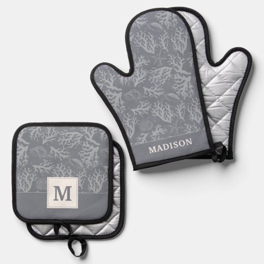 Hipster Style Coral Reef Ofenhandschuh & Topflappen-Set (Vorderseite/Rückseite)