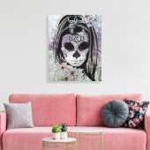 Hipster Sugar Skull Lady Leinwanddruck (Insitu (Wohnzimmer))