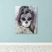 Hipster Sugar Skull Lady Leinwanddruck (Insitu (Holzboden))