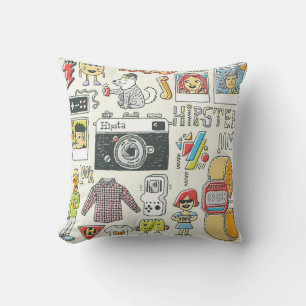 Hipster Swag: Handgezeichnetes Doodle-Set Kissen