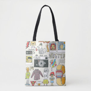 Hipster Swag: Handgezeichnetes Doodle-Set Tasche