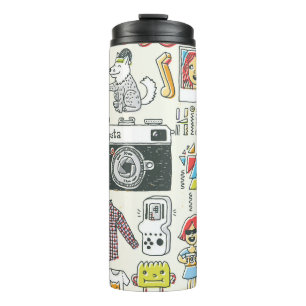 Hipster Swag: Handgezeichnetes Doodle-Set Thermosbecher