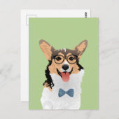 Hipster Sweet Black Tan White Pembroke Welsh Corgi Postkarte (Vorne/Hinten)