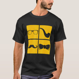 Hipster Symbole Mustache Pipe Smoker Brille Bow T T-Shirt