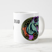 Hipster T-Rex benutzerdefinierte Monogramm-Jumbo-T Jumbo-Tasse (Vorderseite Rechts)