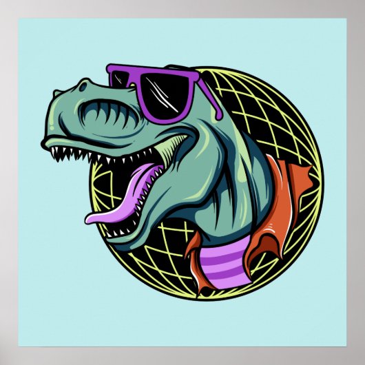 Hipster T-Rex-Farbposter Poster (Vorne)