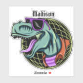 Hipster T-Rex individuelle Name Aufkleber (Blatt)