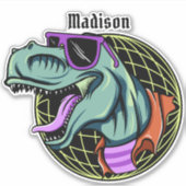 Hipster T-Rex individuelle Name Aufkleber (Vorderseite)