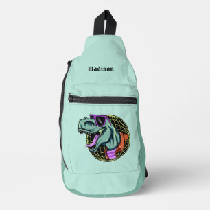 Hipster T-Rex individuelle Name & Farbe Crossbody Bag