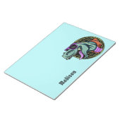 Hipster T-Rex individuelle Name & Farbe Notizblock (angewinkelt)