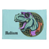 Hipster T-Rex individuelle Name & Farbkissenbezüge Kissenbezug (Rückseite)