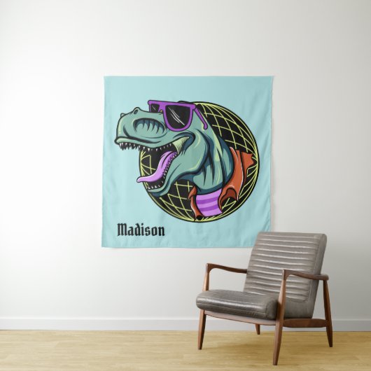 Hipster T-Rex individuelle Name & Farbtapeten Wandteppich (Beispiel (Horizontal))