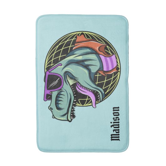 Hipster T-Rex individuelle Name- und Farbbadematte Badematte (Vorderseite Vertikal)