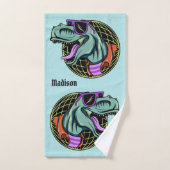 Hipster T-Rex individuelle Name und Set für Farbtu (Handtuch)