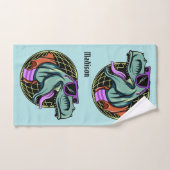 Hipster T-Rex individuelle Name und Set für Farbtu (Handtuch)