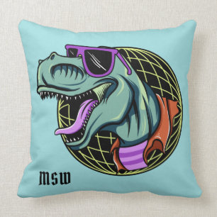 Hipster T-Rex kundenspezifische Monogramm- und Far Kissen