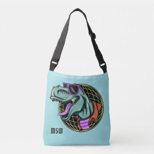 Hipster T-Rex kundenspezifische Monogramm- und Far Tragetaschen Mit Langen Trägern