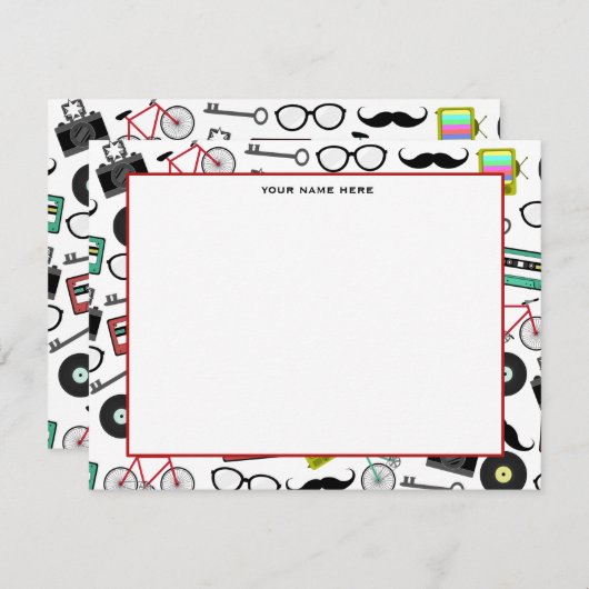 Hipster Themed Flat Notecards Mitteilungskarte (Vorne/Hinten)