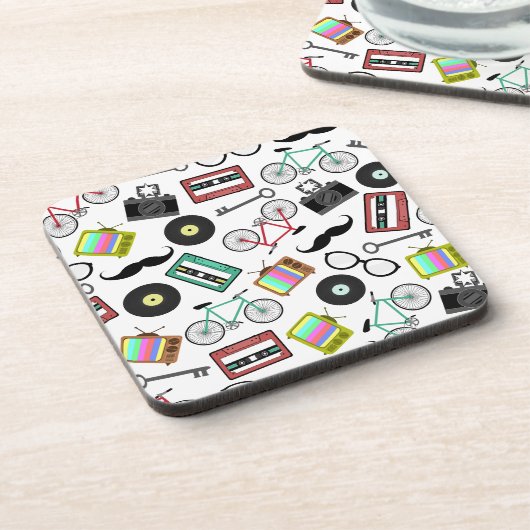 Hipster-Themed Korken-Untersetzer Untersetzer (Linke Seite)