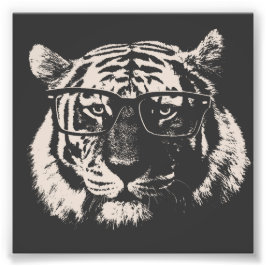 Hipster Tiger mit Brille Fotodruck